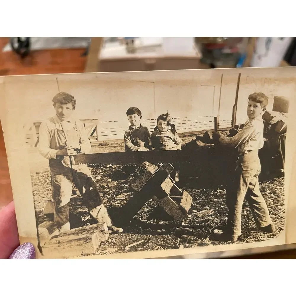 Antique Real Photo Postcard Lot 4 RPPC Children Homes Family Unused c1905-1920